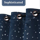 Blockout Curtain Eyelet  2PC Navy Blue Silver Star 4 Sizes