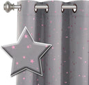 Blockout Curtain Eyelet  2PC Grey + Pink Star * 4 Sizes