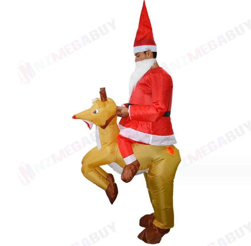 Santa Claus Ride On Deer Inflatable Costume for Christmas