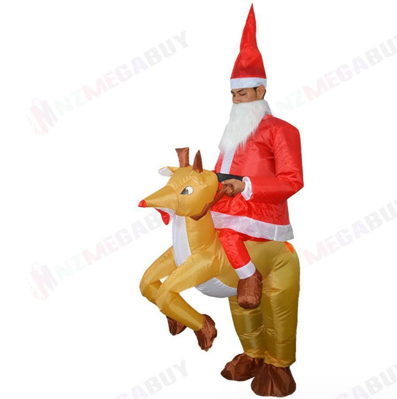 Santa Claus Ride On Deer Inflatable Costume for Christmas