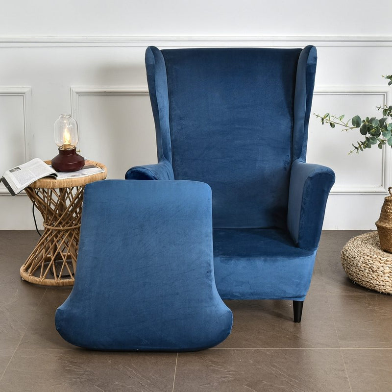 Wingback Sofa Covers Velvet  Blue