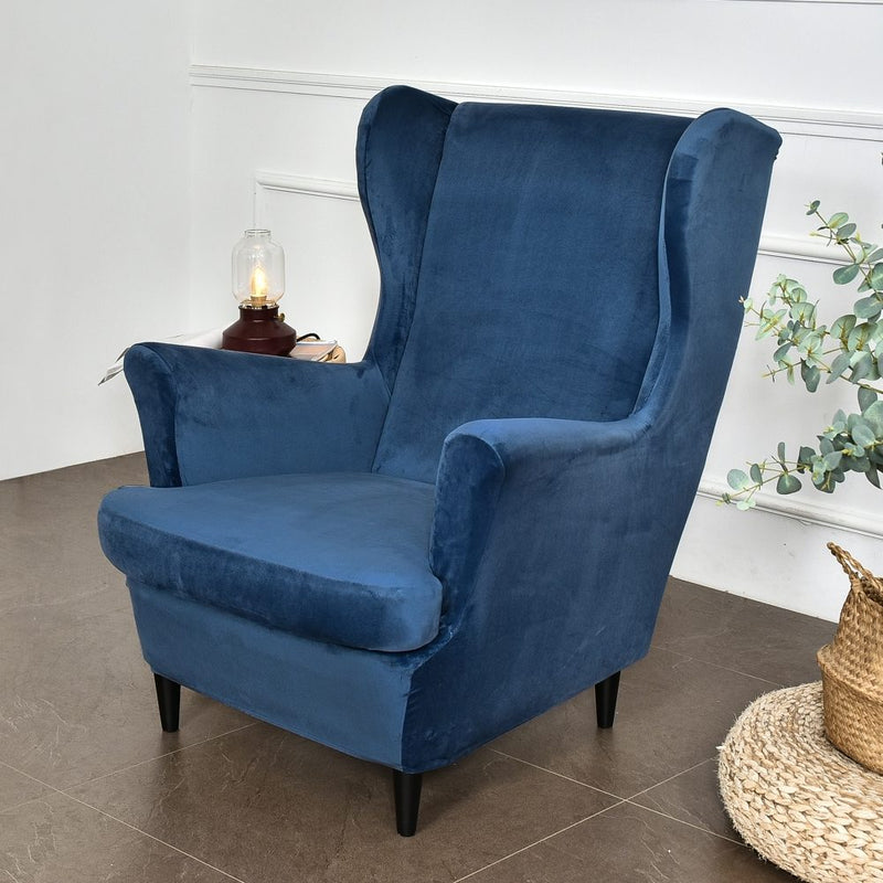 Wingback Sofa Covers Velvet  Blue