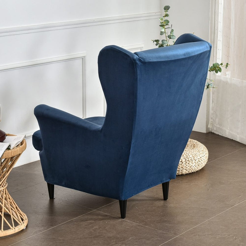 Wingback Sofa Covers Velvet  Blue