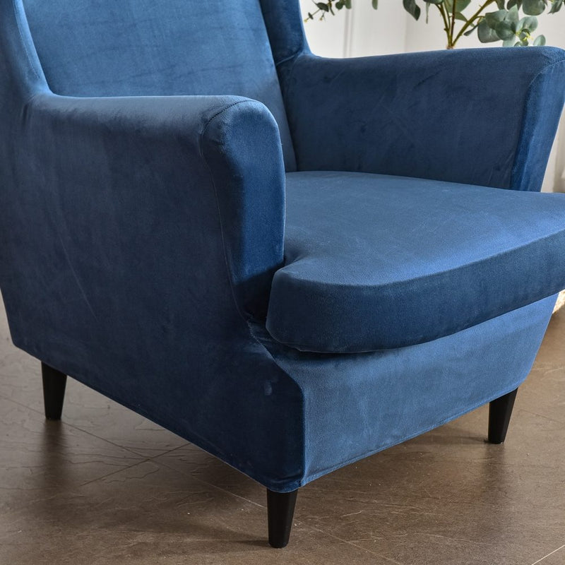 Wingback Sofa Covers Velvet  Blue