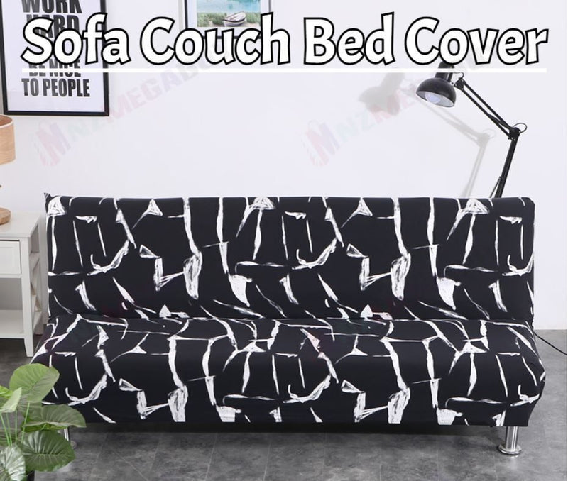 Foldable Armless Sofa Bed Slipcover Cover Couch*black storm