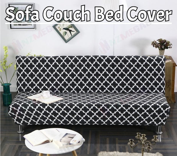 Foldable Armless Sofa Bed Slipcover Cover Couch*black white