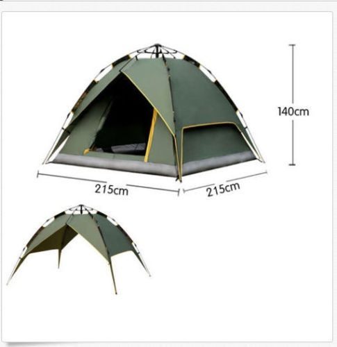 4 Person Double Layer Instant Pop Up Large Camping Tent Waterproof Outdoor *Orange