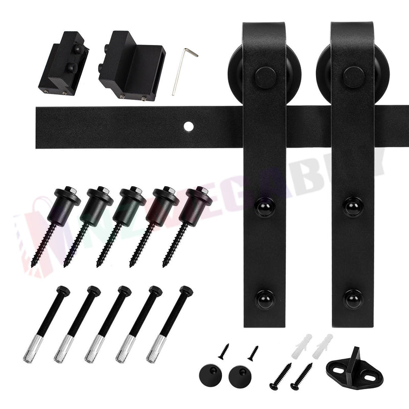 Black rustic sliding barn door hardware sliding track 2.2M