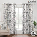 Natural Linen Blended Curtain  Eyelet  2PC (SM, black)* 2 Sizes