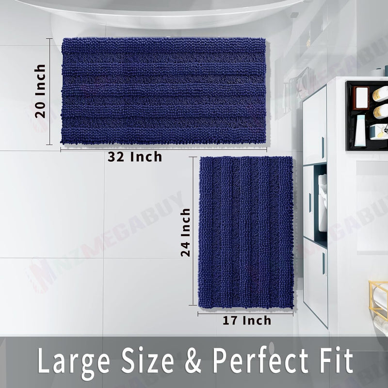 2 Piece Bathroom Set Bathroom Rugs Bath Mat Set*Navy Blue