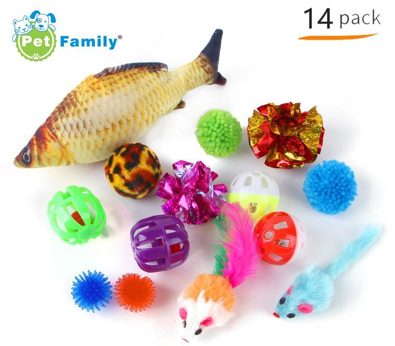 Pet Toys 14pc Cat Toy Channel Tease Cat Stick Supplies Value Combination