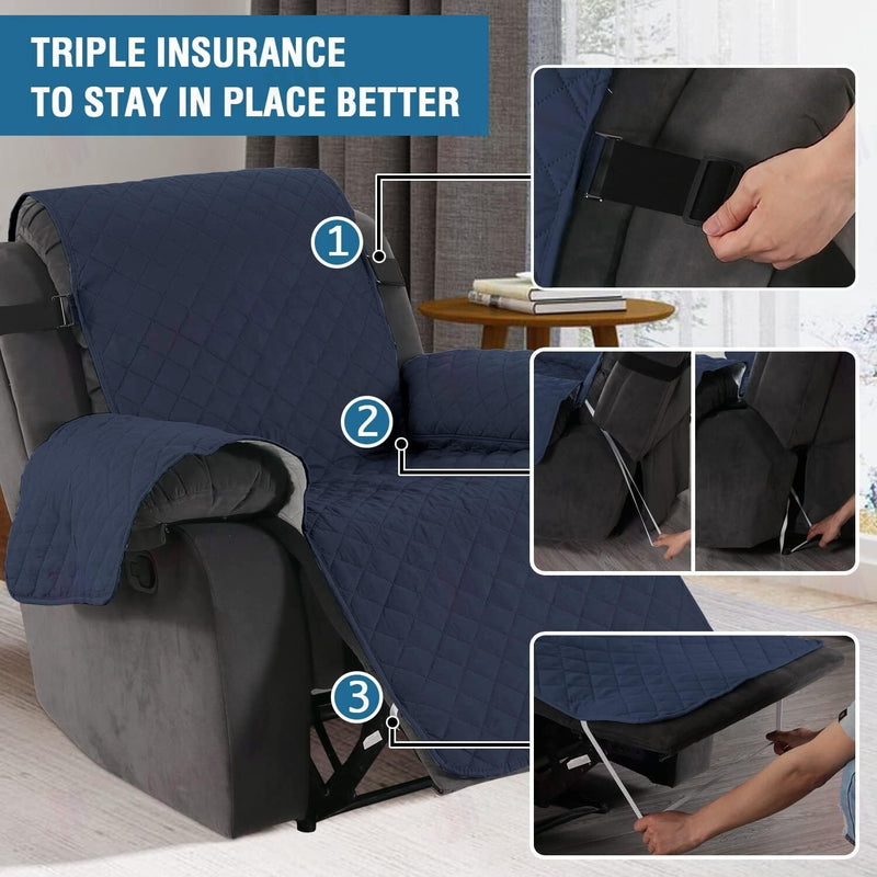 Recliner Covers Reversible Quilted * Navy Blue