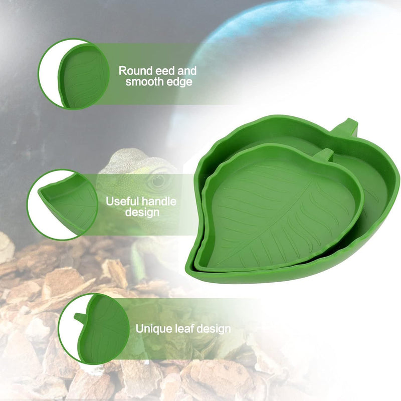 Reptile Leaf Food Water Bowl 2pc combo