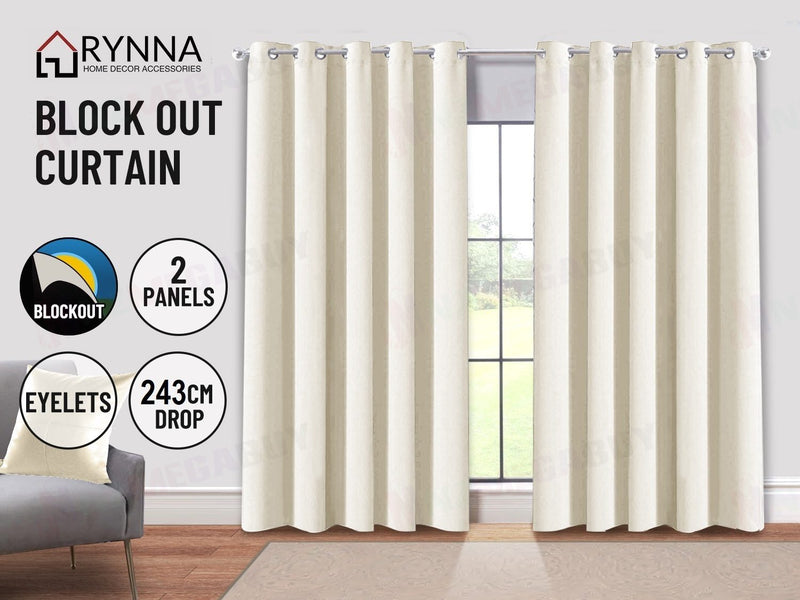 Blockout Curtain Eyelet 2pc  Ivory * 3 sizes