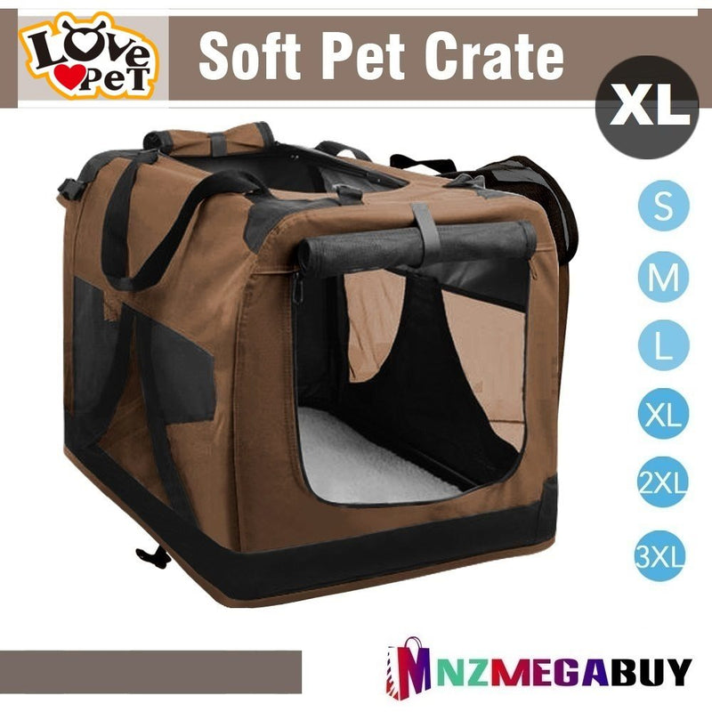 LOVEPET® Dark Brown * Dog Travel Cage Collapsible Soft Pet Dog Crate cage Travel * M/L/XL