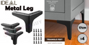 nzmegabuy 4-pack of 17cm matte black metal hairpin furniture legs with triangular brackets and included screws