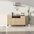 nzmegabuy 17cm black metal hairpin furniture legs attached to a light oak wooden sideboard in a modern living room
