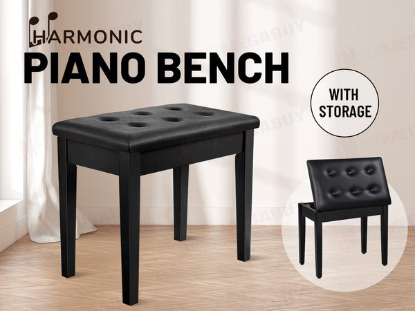 Height Adjustable Piano Bench with Storage * 56 x 34 x 48-58 cm