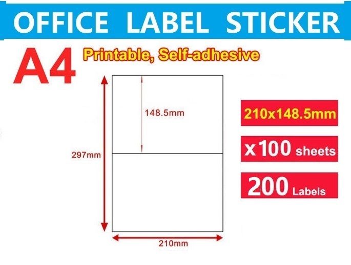 100x A4 Labels Sticker Paper Mailing Address Office Laser Inkjet (9 Patterns)