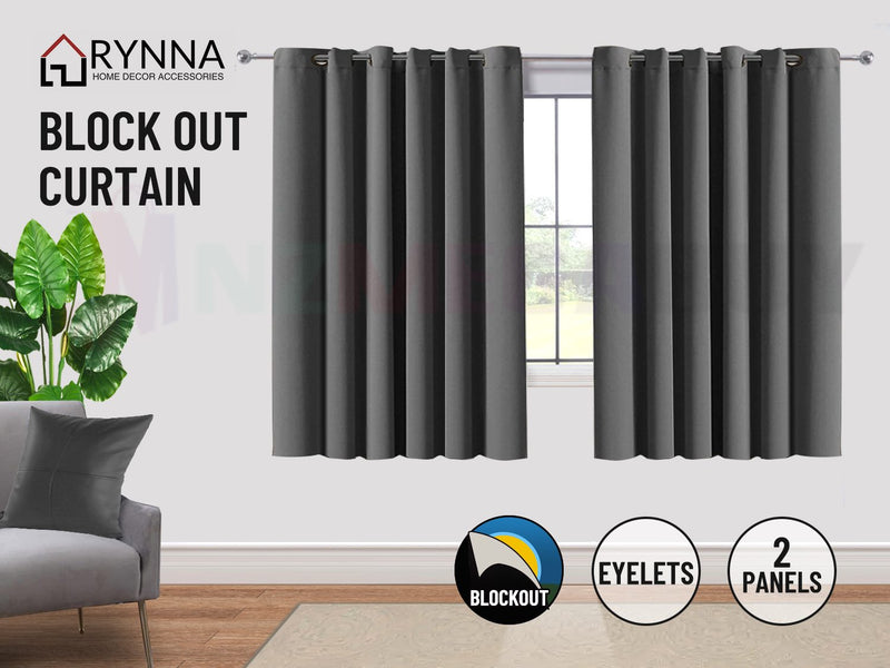 Blockout Curtain Eyelet  2PC Charcoal *4 Sizes