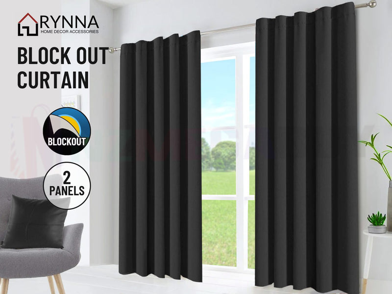 Blockout Curtain Back Tab 2PC AP Black * 4 Sizes