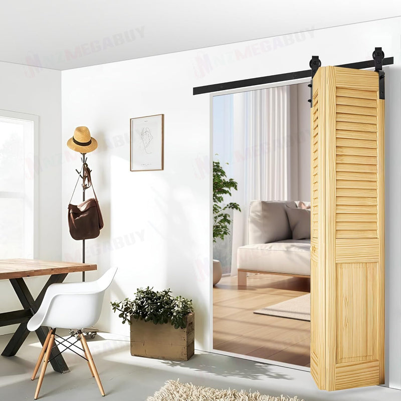 Black rustic folding sliding barn door hardware sliding track 1.83M