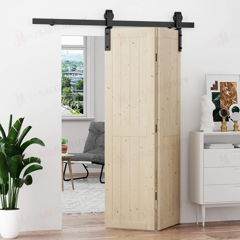 Black rustic folding sliding barn door hardware sliding track 1.83M