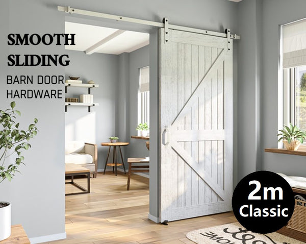 White rustic sliding barn door hardware sliding track 2M