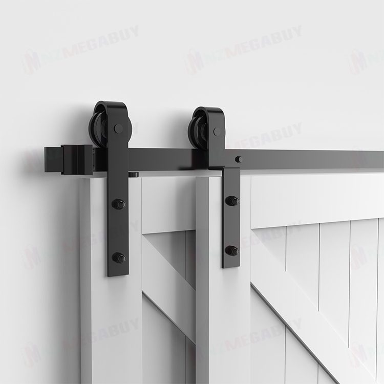 Black rustic sliding bypass barn door hardware sliding track 2.3M