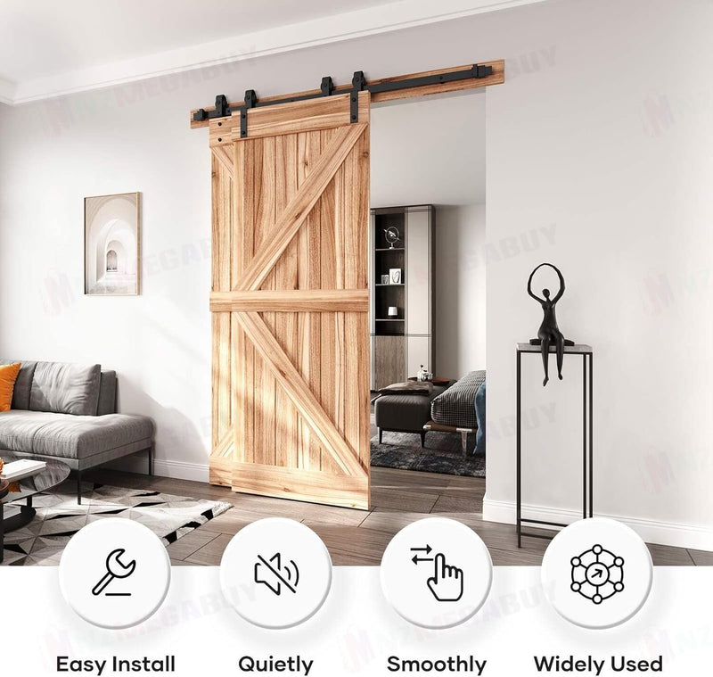 Black rustic sliding bypass barn door hardware sliding track 2.3M