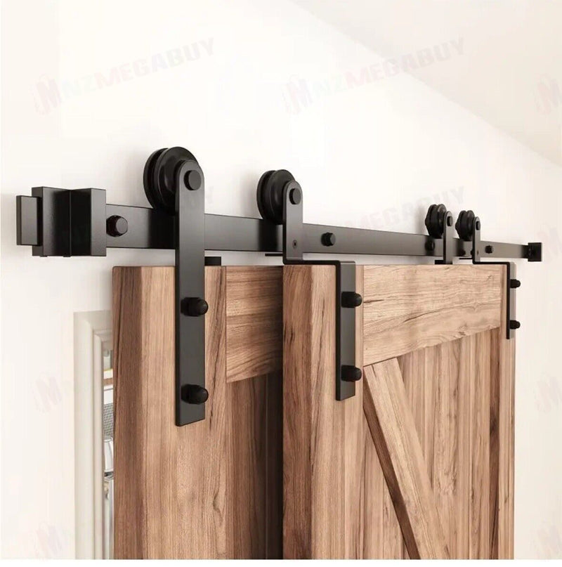 Black rustic sliding bypass barn door hardware sliding track 2.3M