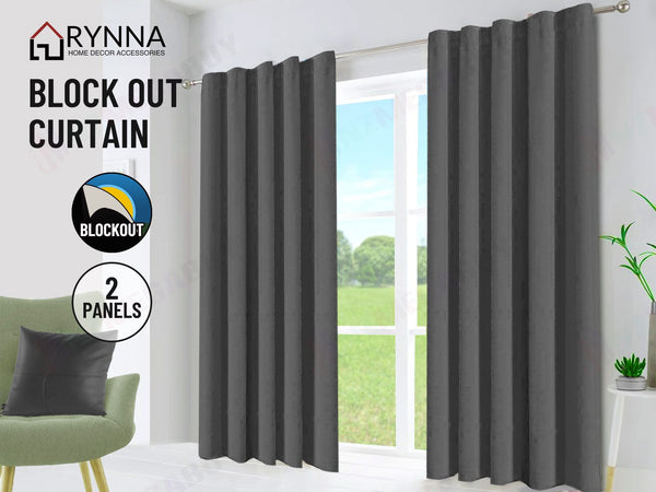 Blockout Curtain Back Tab 2PC Charcoal AP *4 Sizes