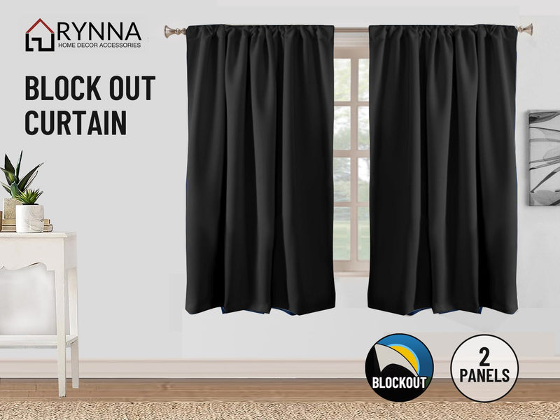 Blockout Curtain Back Tab 2PC AP Black * 4 Sizes