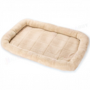 nzmegabuy beige faux fleece dog crate bed with a plush quilted surface and supportive bolstered edges