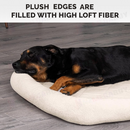 nzmegabuy beige faux fleece dog crate bed with plush fiber-filled edges and a sleeping Rottweiler