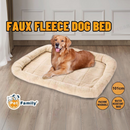 nzmegabuy beige faux fleece dog crate bed with a golden retriever resting on it in a home setting