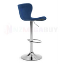 nzmegabuy blue velvet adjustable bar stool with chrome base and bucket seat side view