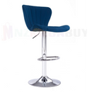 nzmegabuy blue velvet adjustable bar stool with vertical stitching, chrome base, and swivel seat