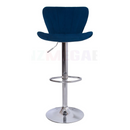 nzmegabuy blue velvet adjustable bar stool with a bucket seat, vertical stitching, and a chrome swivel base.