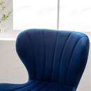 nzmegabuy blue velvet bar stool featuring a chic bucket seat with vertical stitching and a modern wavy silhouette