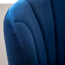 Close-up of nzmegabuy blue velvet bar stool upholstery with vertical stitching and soft fabric texture