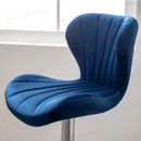 nzmegabuy blue velvet bar stool with vertical stitching and a modern bucket seat design