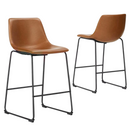 nzmegabuy Ichairium modern bar stools in whisky brown PU leather with black steel frames and footrests
