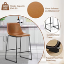 nzmegabuy Ichairium whisky brown PU leather bar stool with black steel frame, featuring floor protectors and soft padding