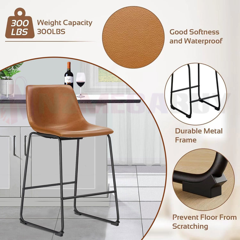 Bar Stool Kitchen Dining Chairs Bar stools PU Leather Cushion and Metal Legs