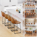 nzmegabuy Ichairium whisky brown PU leather bar stools with black steel frames in a modern kitchen island setting