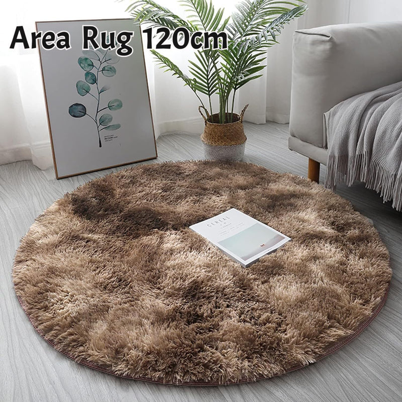 Floor Rug Round Diameter 120cm Brown Tip