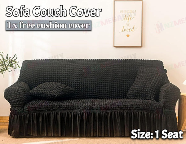 Sofa cover with Skirts Black 4 sizes