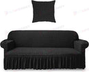 Sofa cover with Skirts Black 4 sizes