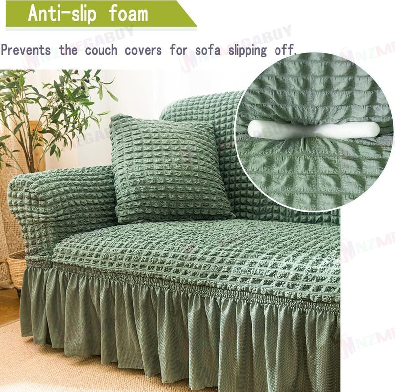 Sofa cover with Skirts  Sage Green 4 sizes